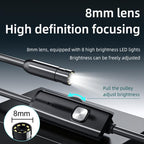 AN112T Type-C, Micro USB and 8 Pin IP67 8LEDs 8mm Industry Digital Endoscope, 1m Flexible Cable, 2m Flexible Cable, 3.5m Flexible Cable, 5m Flexible Cable, 10m Flexible Cable, 1m Hard Cable, 2m Hard Cable, 3.5m Hard Cable, 5m Hard Cable, 10m Hard Cable