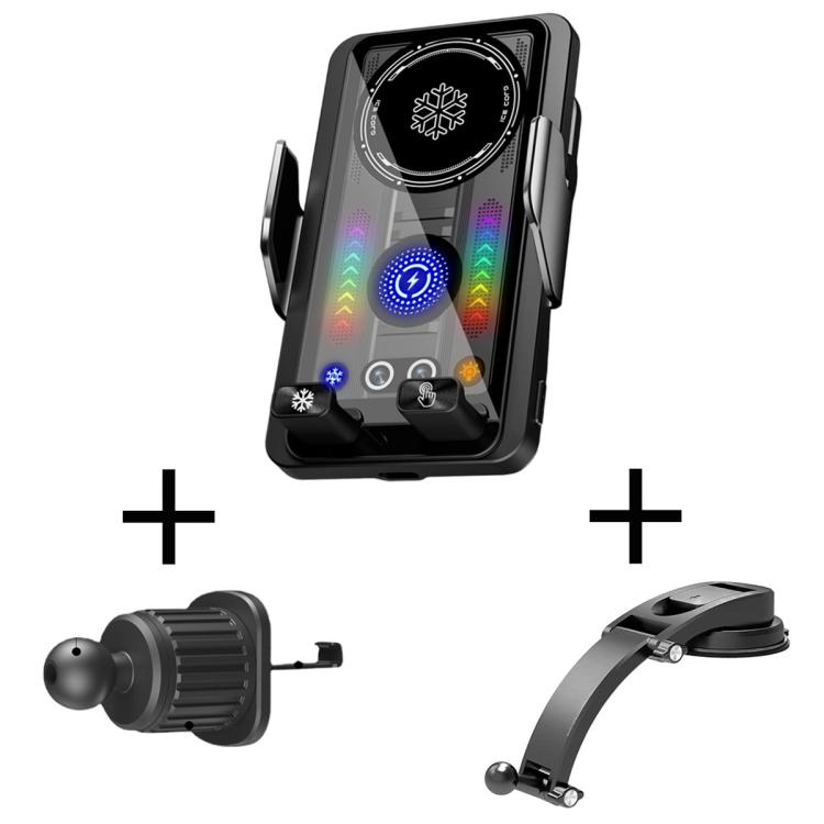 A1 Magnetic Cooling 15W Wireless Fast Charger Car Air Outlet Holder, Bracket + Air Vent Clip + Suction Cup