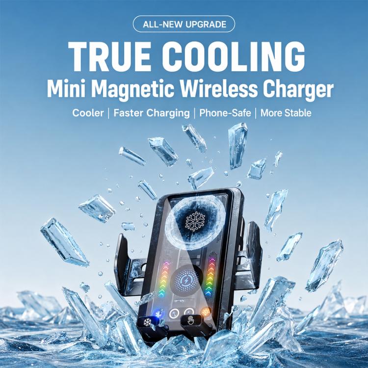 A1 Magnetic Cooling 15W Wireless Fast Charger Car Air Outlet Holder, Bracket + Air Vent Clip + Suction Cup