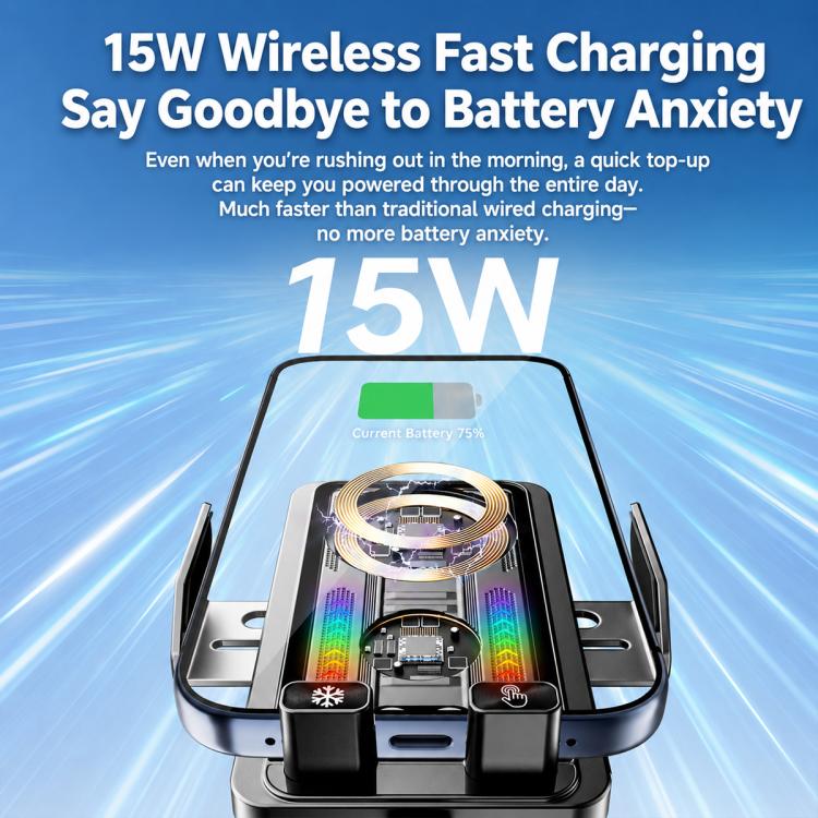 A1 Magnetic Cooling 15W Wireless Fast Charger Car Air Outlet Holder, Bracket + Air Vent Clip + Suction Cup