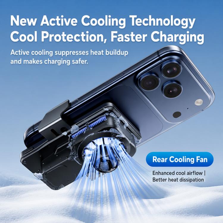 A1 Magnetic Cooling 15W Wireless Fast Charger Car Air Outlet Holder, Bracket + Air Vent Clip + Suction Cup