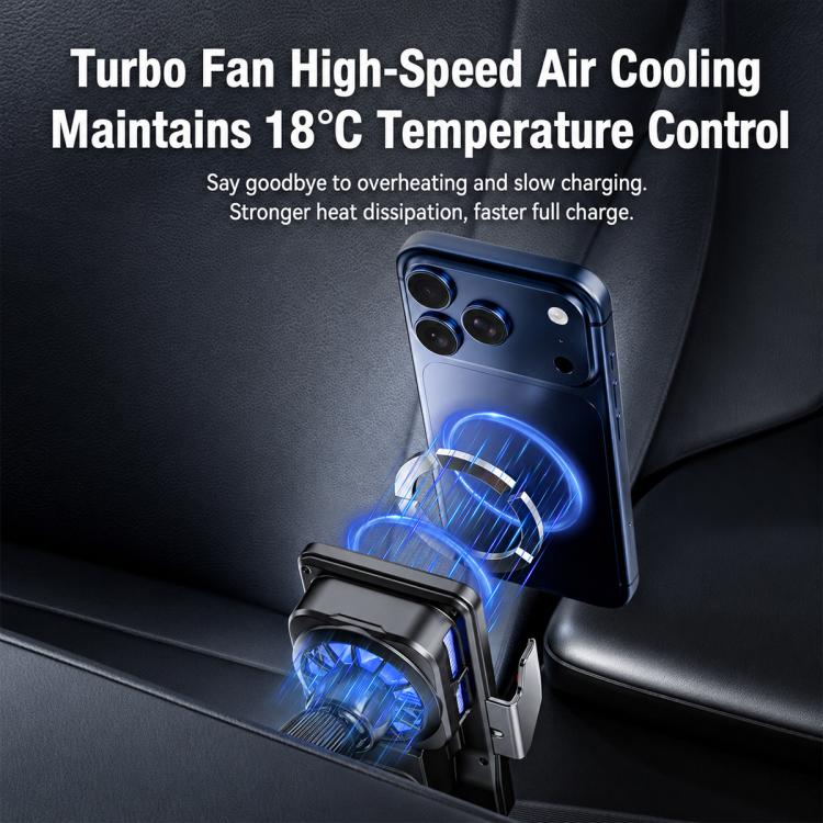A1 Magnetic Cooling 15W Wireless Fast Charger Car Air Outlet Holder, Bracket + Air Vent Clip + Suction Cup
