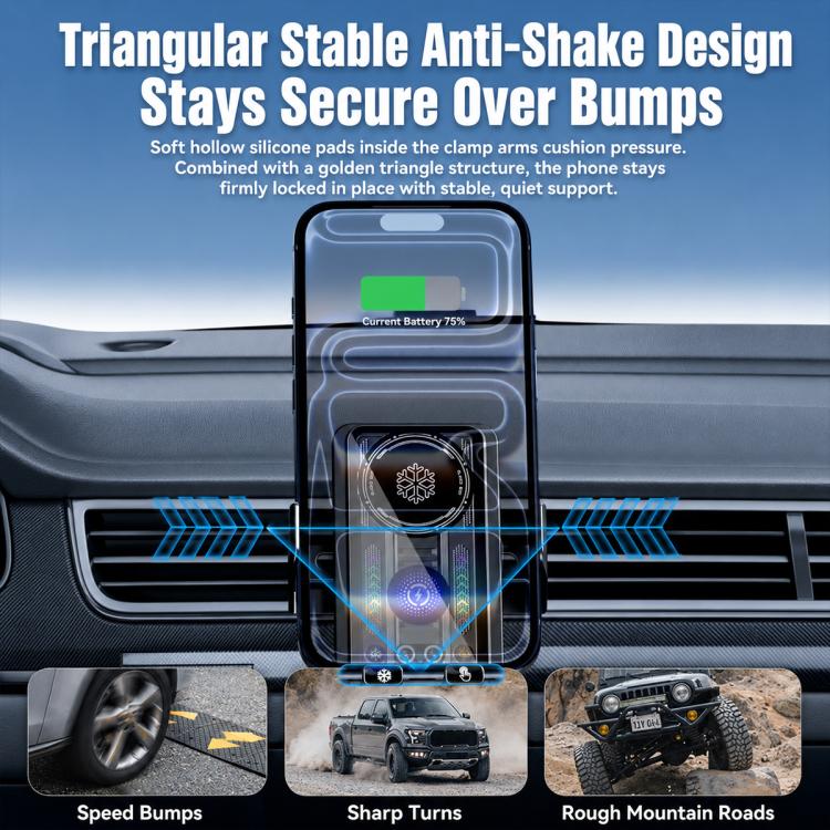 A1 Magnetic Cooling 15W Wireless Fast Charger Car Air Outlet Holder, Bracket + Air Vent Clip + Suction Cup