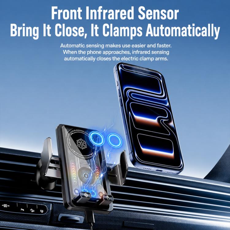 A1 Magnetic Cooling 15W Wireless Fast Charger Car Air Outlet Holder, Bracket + Air Vent Clip + Suction Cup, Bracket