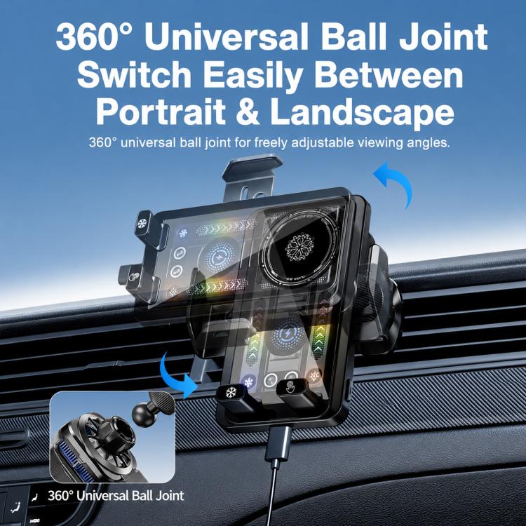A1 Magnetic Cooling 15W Wireless Fast Charger Car Air Outlet Holder, Bracket + Air Vent Clip + Suction Cup
