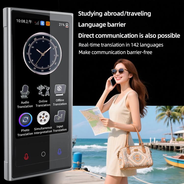 V2 4.04 inch Screen Portable AI Smart Translator Support 142 Online Languages, V2