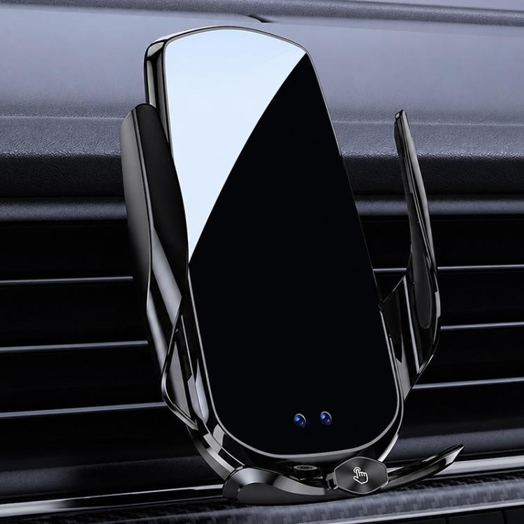 F4 Smart Infrared Sensing  Car Magnetic Wireless Charging Phone Holder, Gunmetal, Silver