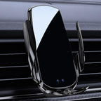 F4 Smart Infrared Sensing  Car Magnetic Wireless Charging Phone Holder, Gunmetal, Silver