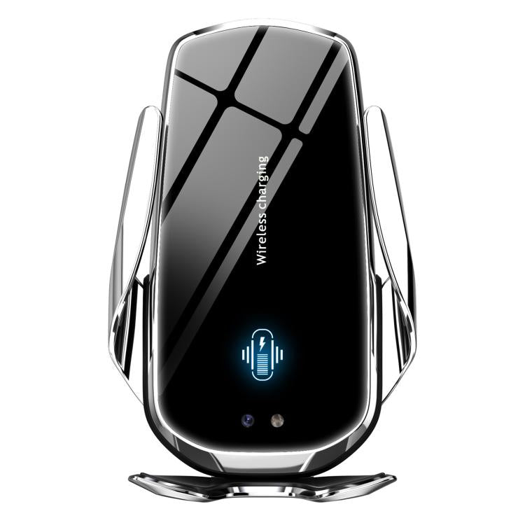 F4 Smart Infrared Sensing  Car Magnetic Wireless Charging Phone Holder, Gunmetal, Silver