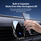 F4 Smart Infrared Sensing  Car Magnetic Wireless Charging Phone Holder, Gunmetal, Silver