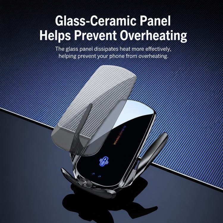 F4 Smart Infrared Sensing  Car Magnetic Wireless Charging Phone Holder, Gunmetal, Silver