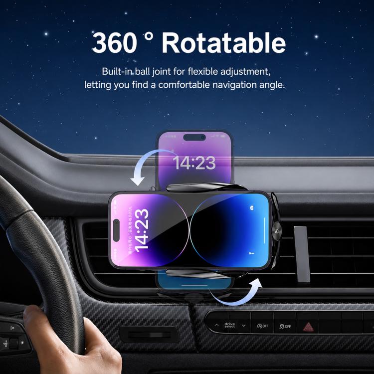 F4 Smart Infrared Sensing  Car Magnetic Wireless Charging Phone Holder, Gunmetal, Silver