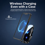 F4 Smart Infrared Sensing  Car Magnetic Wireless Charging Phone Holder, Gunmetal, Silver