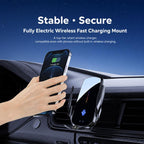 F4 Smart Infrared Sensing  Car Magnetic Wireless Charging Phone Holder, Gunmetal, Silver