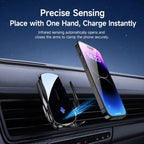 F4 Smart Infrared Sensing  Car Magnetic Wireless Charging Phone Holder, Gunmetal, Silver