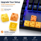 4-key Creative 3D Cheese Themed Cross-Stem Keycap