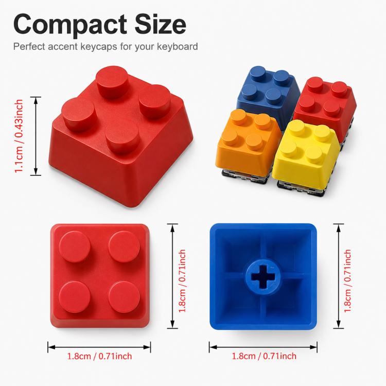 4-key Creative 3D Building Blocks Cross-Stem Keycap