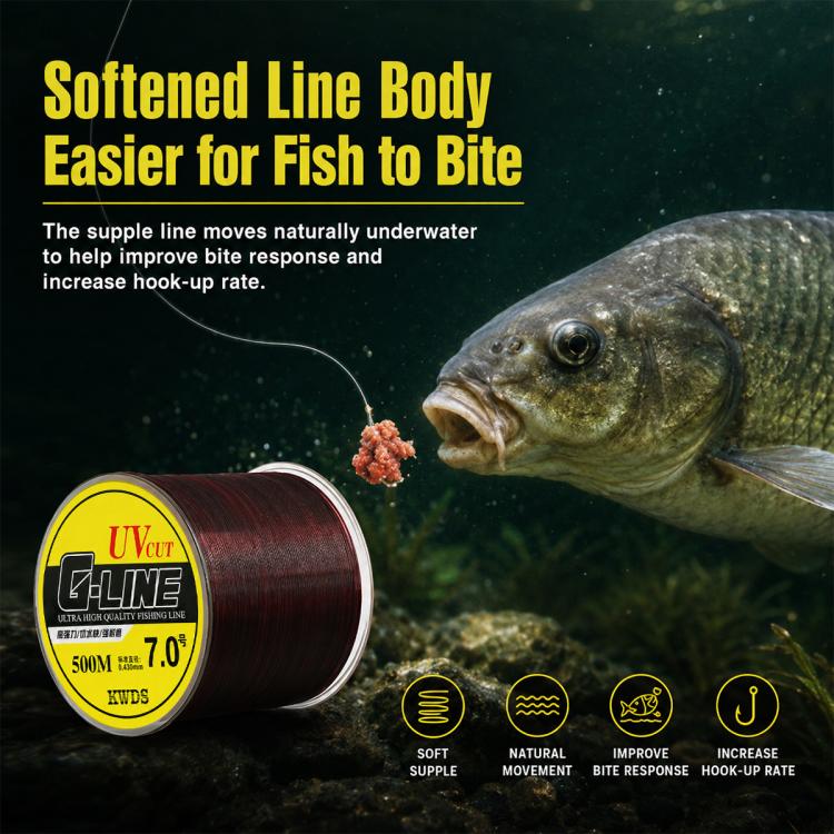 500m High Strength Nylon Monofilament Fishing Main Line, 5.0#, 6.0#, 7.0#, 8.0#
