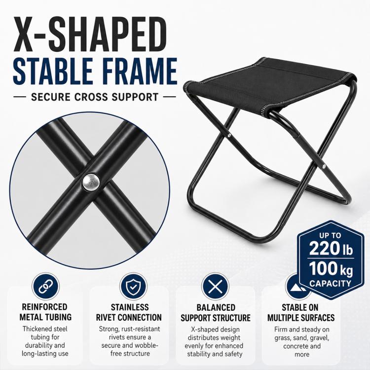 Portable Folding Outdoor Stool Mini Chair for Travel Fishing, Small-Red, Small-Black, Small-Blue Camo, Small-Green Camo, Large-Red, Large-Black, Large-Blue Camo, Extra Large-Black, Extra Large-Blue Camo, Extra Large-Green Camo