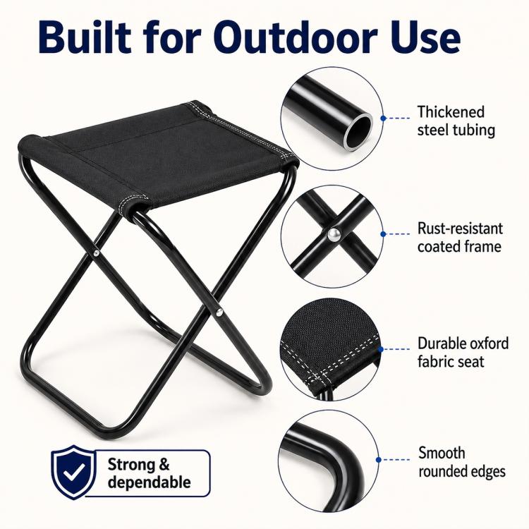 Portable Folding Outdoor Stool Mini Chair for Travel Fishing, Small-Red, Small-Black, Small-Blue Camo, Small-Green Camo, Large-Red, Large-Black, Large-Blue Camo, Extra Large-Black, Extra Large-Blue Camo, Extra Large-Green Camo