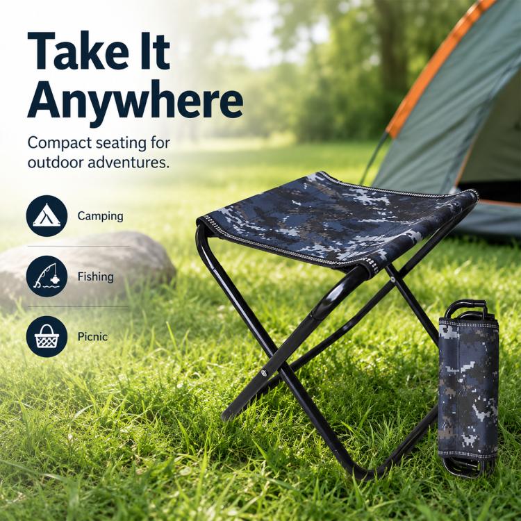Portable Folding Outdoor Stool Mini Chair for Travel Fishing, Small-Red, Small-Black, Small-Blue Camo, Small-Green Camo, Large-Red, Large-Black, Large-Blue Camo, Extra Large-Black, Extra Large-Blue Camo, Extra Large-Green Camo