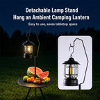 Outdoor Camping Small Round Table with 5-Level Height Adjustment, Base Version, Light Bracket