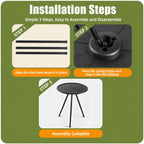 Outdoor Camping Small Round Table with 5-Level Height Adjustment, Base Version, Light Bracket