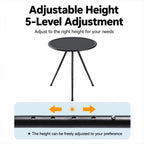 Outdoor Camping Small Round Table with 5-Level Height Adjustment, Base Version, Light Bracket