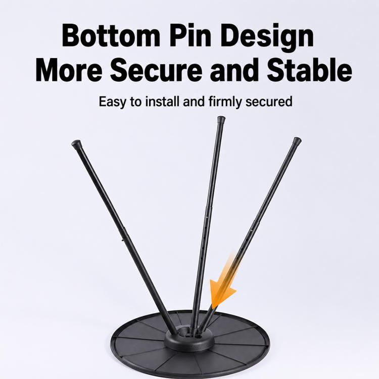 Outdoor Camping Small Round Table with 5-Level Height Adjustment, Base Version, Light Bracket