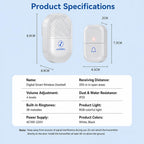 XY-802 Smart Home Wireless Doorbell 433Hz Elderly Wireless Elderly and Patients Emergency Call Button, US Plug, EU Plug
