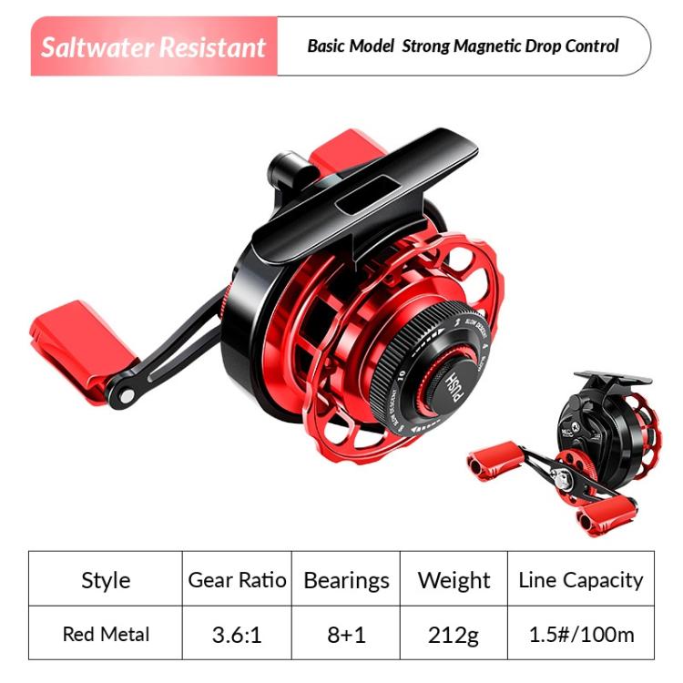 Magnetic Slow Descent Saltwater Raft Fishing Metal Reel, Basic-Left, Basic-Right, Line Guide-Left, Line Guide-Right, Digital Display & Line Guide-Left, Digital Display & Line Guide-Right