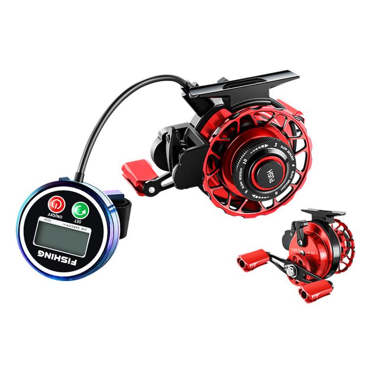 Magnetic Slow Descent Saltwater Raft Fishing Metal Reel, Basic-Left, Basic-Right, Line Guide-Left, Line Guide-Right, Digital Display & Line Guide-Left, Digital Display & Line Guide-Right