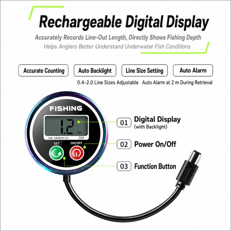 Magnetic Slow Descent Saltwater Raft Fishing Metal Reel, Basic-Left, Basic-Right, Line Guide-Left, Line Guide-Right, Digital Display & Line Guide-Left, Digital Display & Line Guide-Right