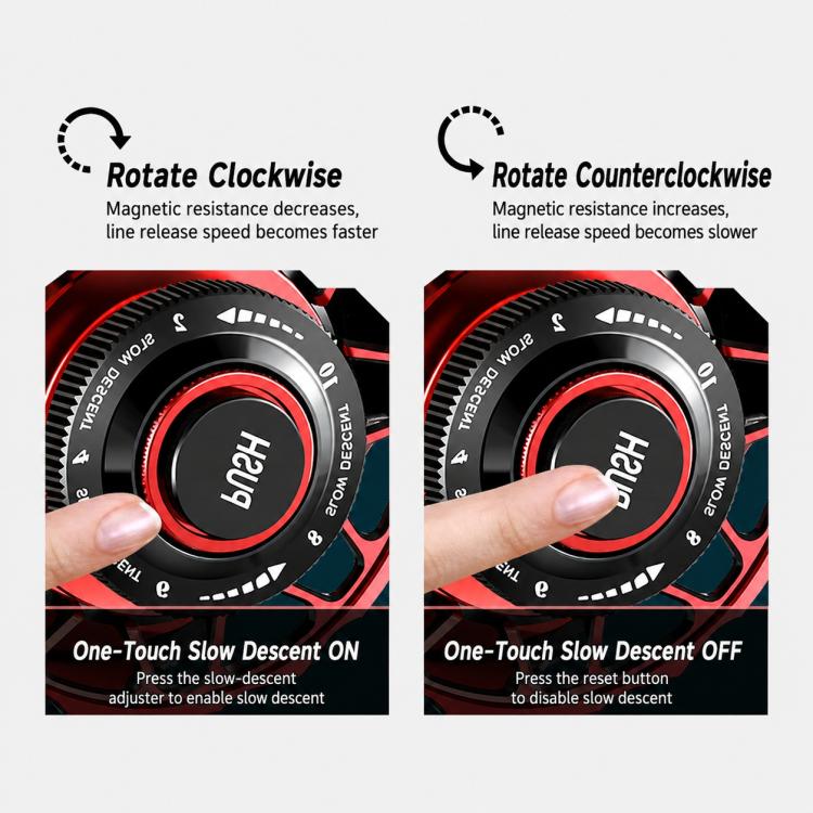Magnetic Slow Descent Saltwater Raft Fishing Metal Reel, Basic-Left, Basic-Right, Line Guide-Left, Line Guide-Right, Digital Display & Line Guide-Left, Digital Display & Line Guide-Right