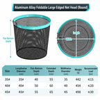 Foldable Aluminum Alloy Coated Mesh Head Big Fish Landing Net with Storage Bag, Round-35cm, Round-40cm, Round-45cm, Triangle-35cm, Triangle-40cm, Triangle-45cm