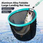 Foldable Aluminum Alloy Coated Mesh Head Big Fish Landing Net with Storage Bag, Round-35cm, Round-40cm, Round-45cm, Triangle-35cm, Triangle-40cm, Triangle-45cm