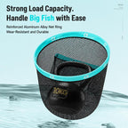 Foldable Aluminum Alloy Coated Mesh Head Big Fish Landing Net with Storage Bag, Round-35cm, Round-40cm, Round-45cm, Triangle-35cm, Triangle-40cm, Triangle-45cm