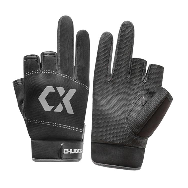 1 Pair 3 Finger Cut Off Anti Slip Breathable Fishing Gloves Outdoor Sun Protection Fishing Gear, Thin-Black, Thin-Blue, Thicken-Red, Thicken-Grey, Thicken-Yellow, Thicken-Blue