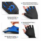 1 Pair 3 Finger Cut Off Anti Slip Breathable Fishing Gloves Outdoor Sun Protection Fishing Gear, Thin-Black, Thin-Blue, Thicken-Red, Thicken-Grey, Thicken-Yellow, Thicken-Blue