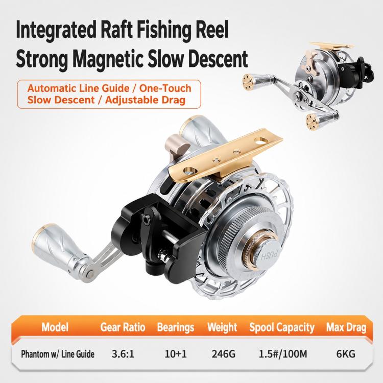Magnetic Slow Descent Auto Line Winding Metal Raft Fishing Reel, Left Hand, Right Hand, Digital Display-Left Hand, Digital Display-Right Hand