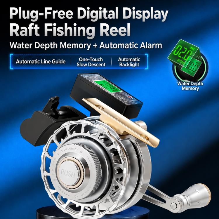 Magnetic Slow Descent Auto Line Winding Metal Raft Fishing Reel, Left Hand, Right Hand, Digital Display-Left Hand, Digital Display-Right Hand