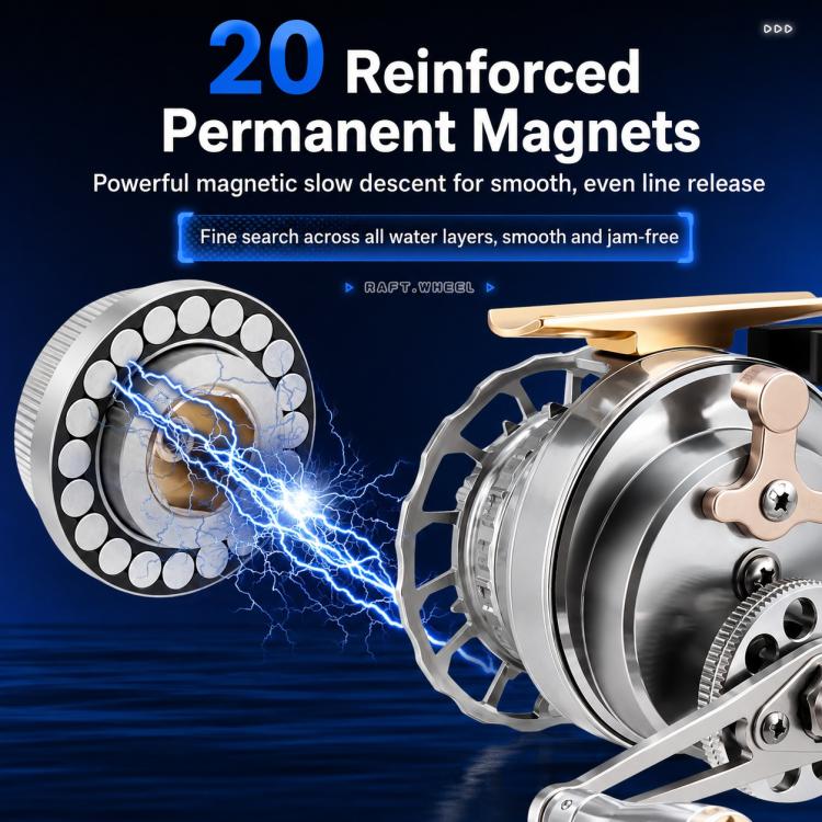 Magnetic Slow Descent Auto Line Winding Metal Raft Fishing Reel, Left Hand, Right Hand, Digital Display-Left Hand, Digital Display-Right Hand