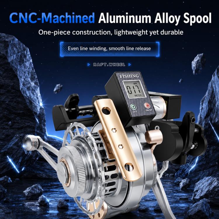 Magnetic Slow Descent Auto Line Winding Metal Raft Fishing Reel, Left Hand, Right Hand, Digital Display-Left Hand, Digital Display-Right Hand