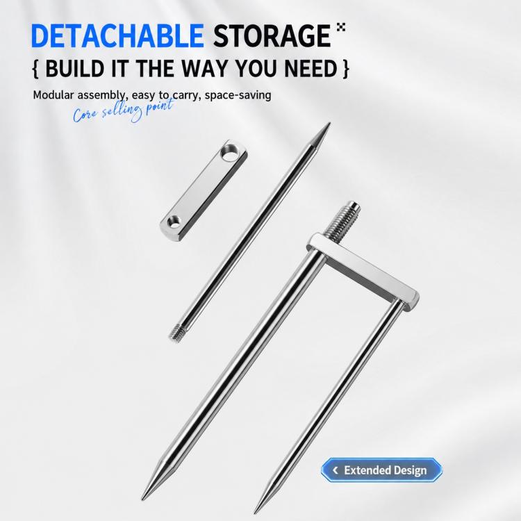 Detachable Umbrella Ground Stake Anti-Wind Peg with 12mm Universal Thread Interface, Chrome-Plated 23cm 2-Prong, Chrome-Plated 23cm 3-Prong, Chrome-Plated 30cm 2-Prong, Chrome-Plated 30cm 3-Prong, Stainless Steel 23cm 2-Prong, Stainless Steel 23cm 3-Pr...