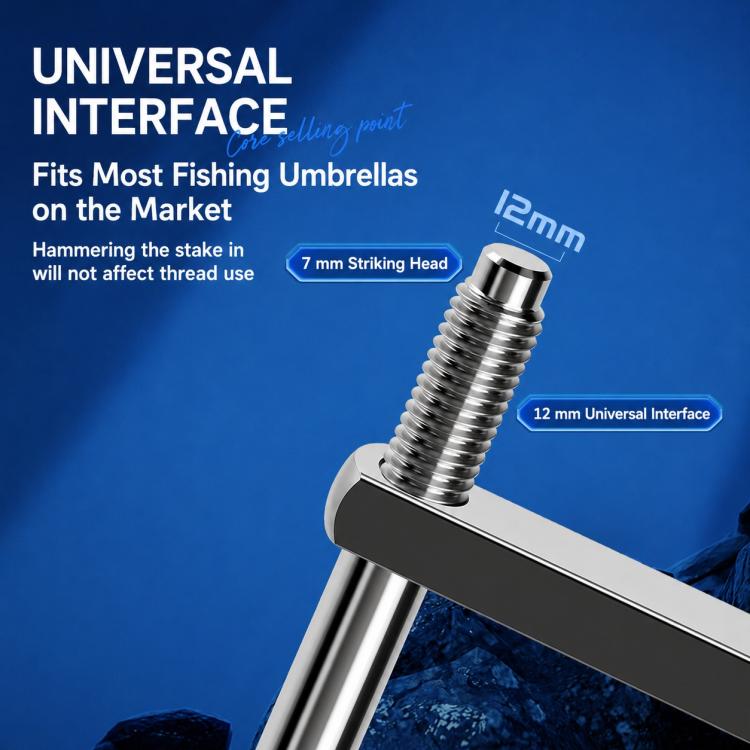 Detachable Umbrella Ground Stake Anti-Wind Peg with 12mm Universal Thread Interface, Chrome-Plated 23cm 2-Prong, Chrome-Plated 23cm 3-Prong, Chrome-Plated 30cm 2-Prong, Chrome-Plated 30cm 3-Prong, Stainless Steel 23cm 2-Prong, Stainless Steel 23cm 3-Pr...