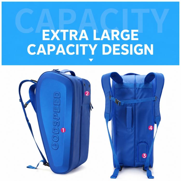 GODSPEED 3D Hard-Shell Tennis Badminton Rackets Large-Capacity Storage Sports Backpack, G2505