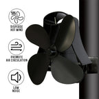 YL-105 4-Blade Aluminum Heat Powered Fireplace Stove Fan, YL-105 (Grey), YL-105 (Gold), YL-105 (Rose Red), YL-105 (Silver), YL-105(White), YL-105 (Black), YL-105 (Bronze)