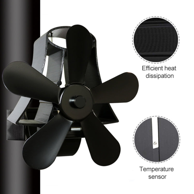 YL-106 5-Blade High Temperature Aluminum Heat Powered Fireplace Stove Fan, YL-106 (Silver), YL-106 (White), YL-106 (Black), YL-106 (Bronze), YL-106 (Grey), YL-106 (Gold), YL-106 (Rose Red)
