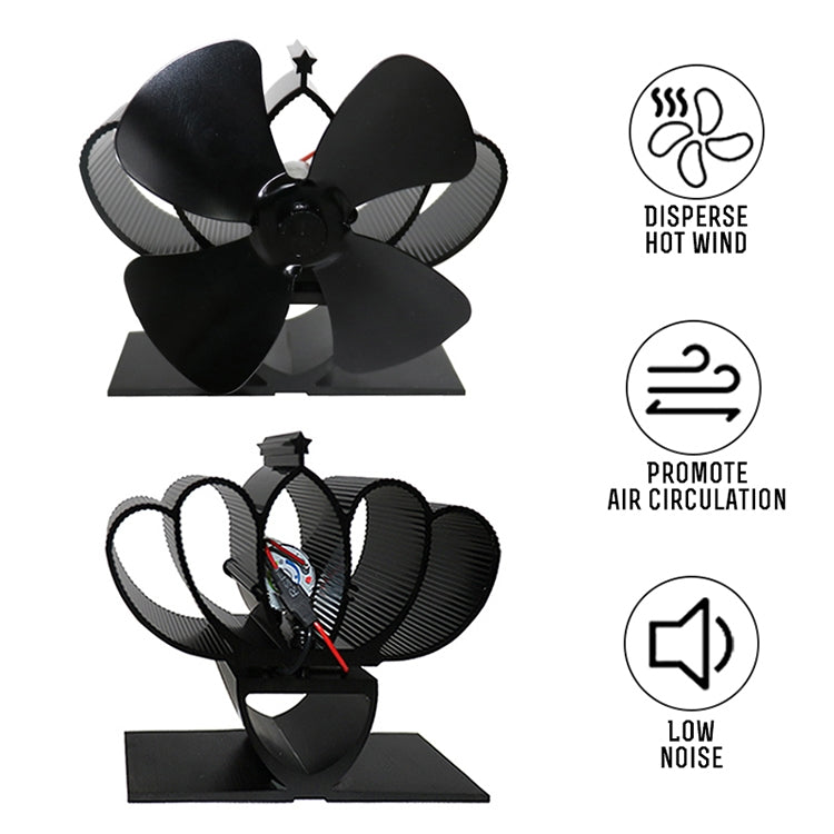 YL201 4-Blade High Temperature Metal Heat Powered Fireplace Stove Fan, YL201 (Rose Red), YL201 (Silver), YL201 (Black), YL201 (Bronze), YL201 (Grey), YL201 (Gold)