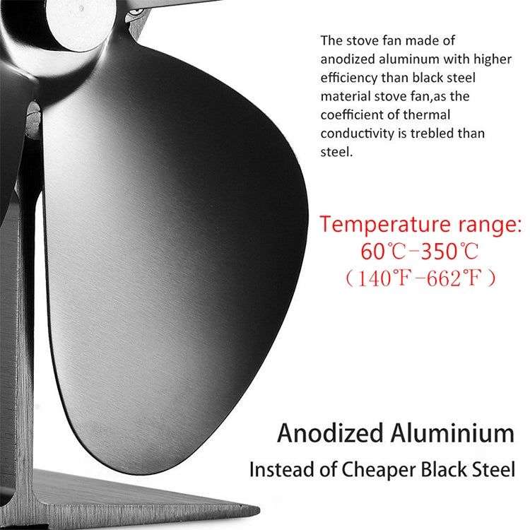 YL201 4-Blade High Temperature Metal Heat Powered Fireplace Stove Fan, YL201 (Rose Red), YL201 (Silver), YL201 (Black), YL201 (Bronze), YL201 (Grey), YL201 (Gold)